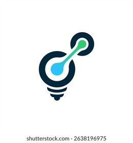 Tech Light Bulb Logo: Digital Idea Innovation Vector