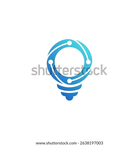 Tech Light Bulb Logo: Digital Idea Innovation Vector