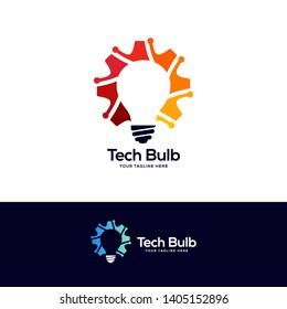 tech lightbulb logo designs concept, creative icon symbol technology logo, bulb logo designs
