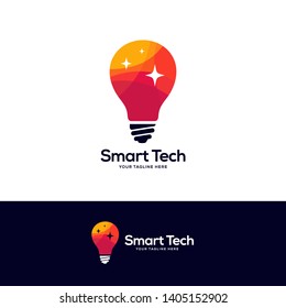 tech lightbulb logo designs concept, creative icon symbol technology logo, bulb logo designs