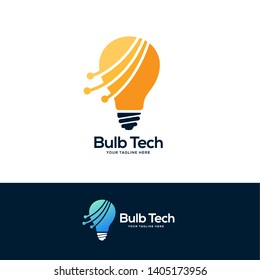 tech lightbulb logo designs concept, creative icon symbol technology logo, bulb logo designs