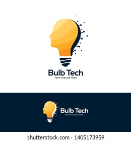 tech lightbulb logo designs concept, creative icon symbol technology logo, bulb logo designs