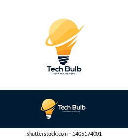 tech lightbulb logo designs concept, creative icon symbol technology logo, bulb logo designs