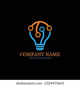 tech lightbulb logo designs concept, creative icon symbol technology logo, bulb logo designs