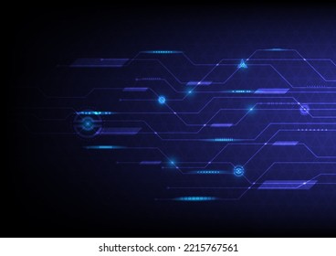 Línea tecnológica con muchos símbolos brillantes conectados para formar una red de comunicación en el fondo de la red y azul
