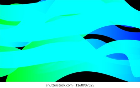 Tech Liquid Background. Bright Neon Dynamic Design for Card, Cover, Banner. Gradient Shapes on Black Background.