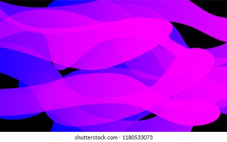 Tech Liquid Background. Bright Neon Trendy Design for Wallpaper, Brochure, Placard. Gradient Shapes on Black Background.