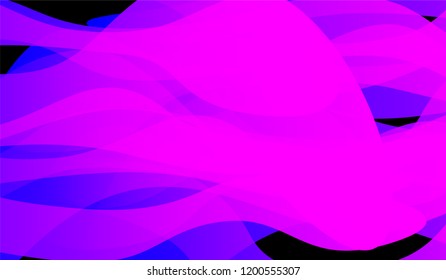 Tech Liquid Background. Bright Neon Dynamic Design for Wallpaper, Brochure, Placard. Gradient Shapes on Black Background.