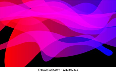 Tech Liquid Background. Bright Neon Modern Design for Card, Cover, Poster. Gradient Shapes on Black Background.
