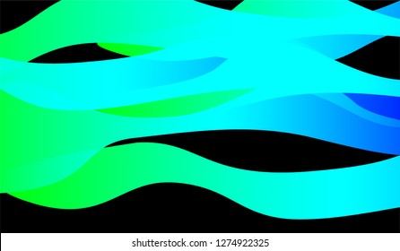 Tech Liquid Background. Bright Neon Modern Design for Card, Cover, Poster. Gradient Shapes on Black Background.