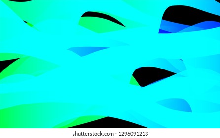 Tech Liquid Background. Bright Neon Trendy Design for Print, Brochure, Placard. Gradient Shapes on Black Background.