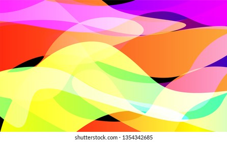 Tech Liquid Background. Bright Neon Trendy Design for Wallpaper, Banner, Placard. Gradient Shapes on Black Background.