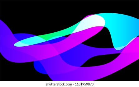Tech Liquid Background. Colorful Neon Modern Design for Print, Brochure, Poster. Gradient Shapes on Black Background.
