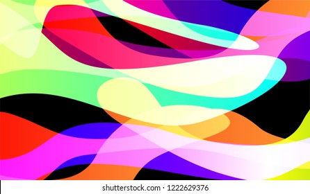 Tech Liquid Background. Colorful Neon Futuristic Design for Print, Brochure, Poster. Gradient Shapes on Black Background.