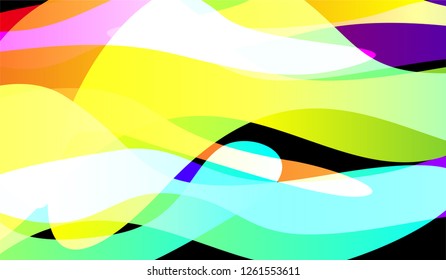 Tech Liquid Background. Colorful Neon Modern Design for Card, Cover, Poster. Gradient Shapes on Black Background.