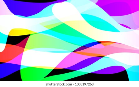 Tech Liquid Background. Colorful Neon Trendy Design for Card, Banner, Placard. Gradient Shapes on Black Background.