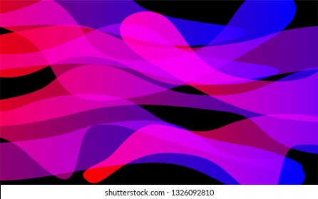 Tech Liquid Background. Colorful Neon Dynamic Design for Wallpaper, Banner, Placard. Gradient Shapes on Black Background.