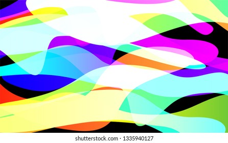 Tech Liquid Background. Colorful Neon Trendy Design for Card, Banner, Placard. Gradient Shapes on Black Background.