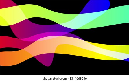 Tech Liquid Background. Colorful Neon Modern Design for Print, Cover, Poster. Gradient Shapes on Black Background.