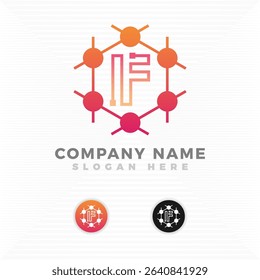 Tech logo blended with initial letter. F logo design