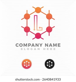Tech logo blended with initial letter. L logo design