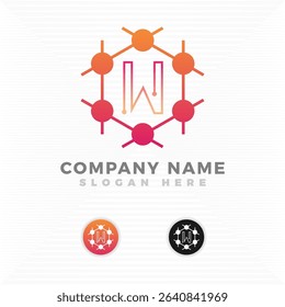 Tech logo blended with initial letter. W logo design