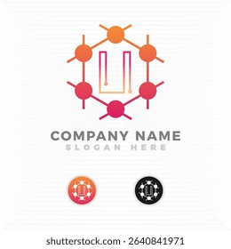 Tech logo blended with initial letter. U logo design