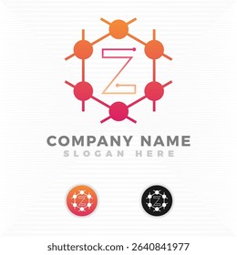 Tech logo blended with initial letter. Z logo design