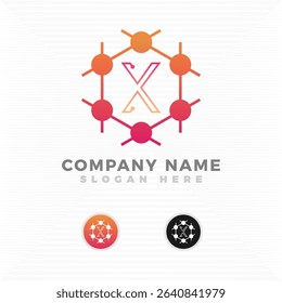 Tech logo blended with initial letter. X logo design