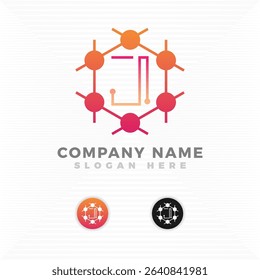 Tech logo blended with initial letter. J logo design