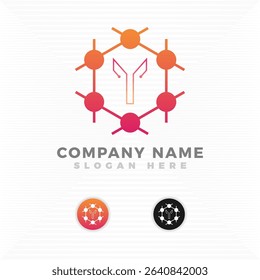 Tech logo blended with initial letter. Y logo design