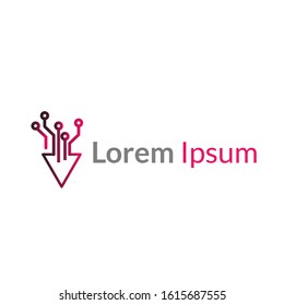 Tech logo concept with line art style and minimalist. Gradient Logo