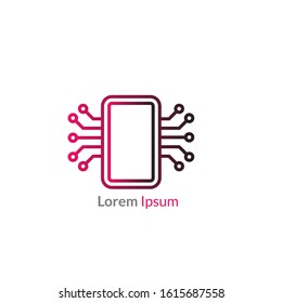 Tech logo concept with line art style and minimalist. Gradient Logo