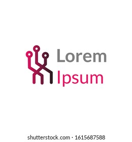 Tech logo concept with line art style and minimalist. Gradient Logo