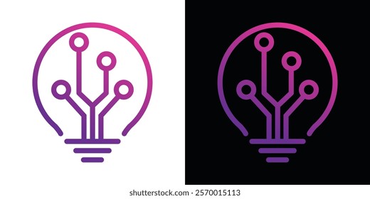 tech logo with creative idea light bulb line art style Logo icon creative logo abstract vector illustration