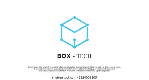 Tech logo with creative lineart design premium vector