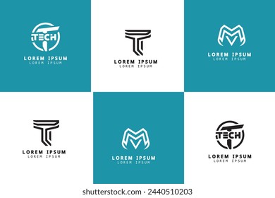 tech logo design template element, Business and Technology Logos. Flat Vector Logo Design Template Element.