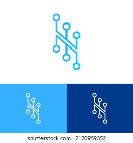 Tech logo design vector concept. Cyber data company brand logomark illustration. Can representing internet, program, code, future, system, chain, connect.