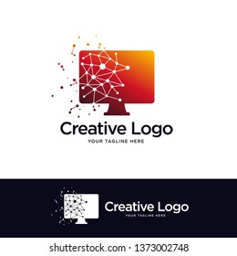 tech logo designs vector. screen computer logo designs template