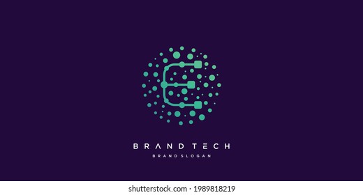 Tech logo E with creative molecule style vector part 3