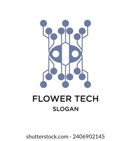 Tech logo forms a leaf symbol vector illustration
