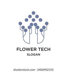Tech logo forms a leaf symbol vector illustration