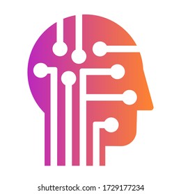 Logotipo técnico Icono de cursillo de cabeza humana Ilustración aislada, símbolo de tecnología de innovación de diseño plano y concepto de comunicación digital moderna