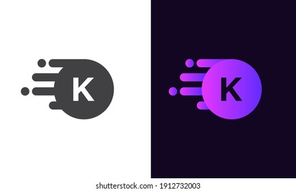 Tech logo, K Letter logo design with bubble. Technology logo design with  K letter minimal and modern concept vector