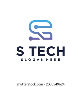 Tech logo letter initial S logo design with color combination
