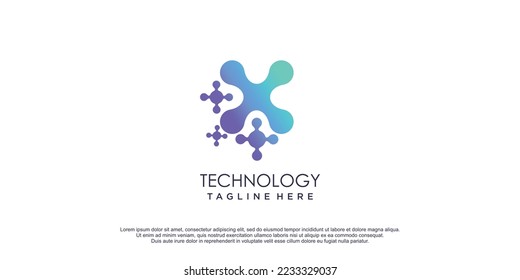 Tech logo with letter x concept premium vector