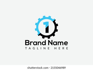 Logo Tecnológico En Plantilla De Letra 1. Logotipo técnico en 1 carta, plantilla inicial de concepto de signo técnico