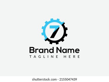 Tech Logo On Letter 7 Template. Tech Logo On 7 Letter, Initial Tech Sign Concept Template