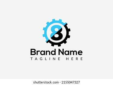 Tech Logo On Letter 8 Template. Tech Logo On 8 Letter, Initial Tech Sign Concept Template