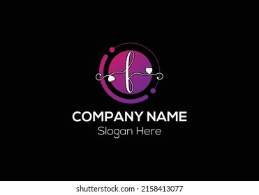 Tech Logo On Letter F Template. Tech Logo On F Letter, Initial Tech and love Sign Concept Template